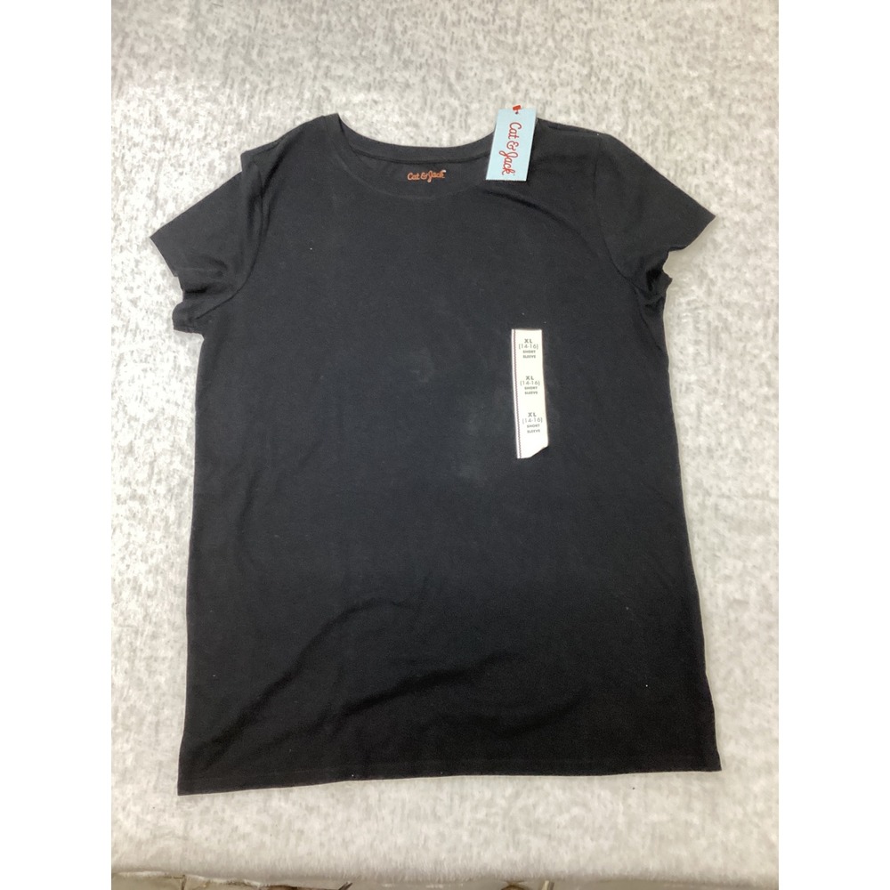 Cat & Jack Girls Short Sleeve T-Shirt Ebony Black XL 14/16 New NWT